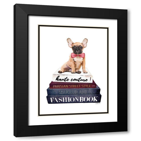 Book Stack Frenchie Black Modern Wood Framed Art Print with Double Matting by Greenwood, Amanda