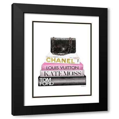 Book Stack Black Bag Black Modern Wood Framed Art Print with Double Matting by Greenwood, Amanda