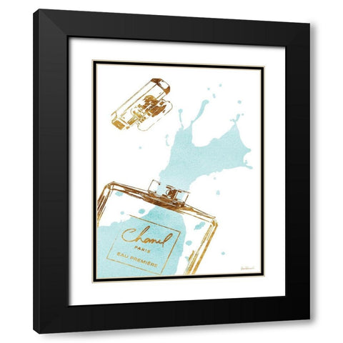 Teal Splash Black Modern Wood Framed Art Print with Double Matting by Greenwood, Amanda