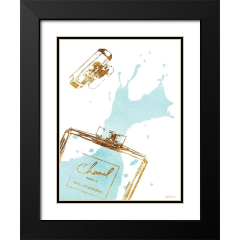 Teal Splash Black Modern Wood Framed Art Print with Double Matting by Greenwood, Amanda
