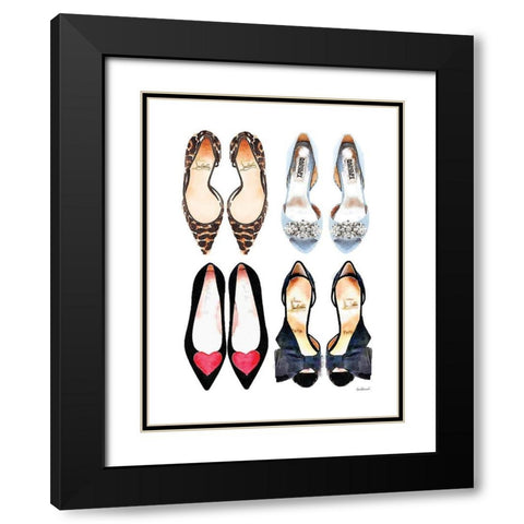Shoe Collection Black Modern Wood Framed Art Print with Double Matting by Greenwood, Amanda