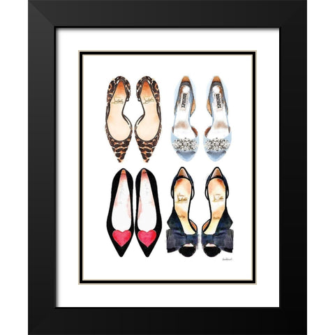 Shoe Collection Black Modern Wood Framed Art Print with Double Matting by Greenwood, Amanda