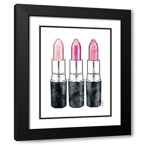 3 Pink Sticks Black Modern Wood Framed Art Print with Double Matting by Greenwood, Amanda