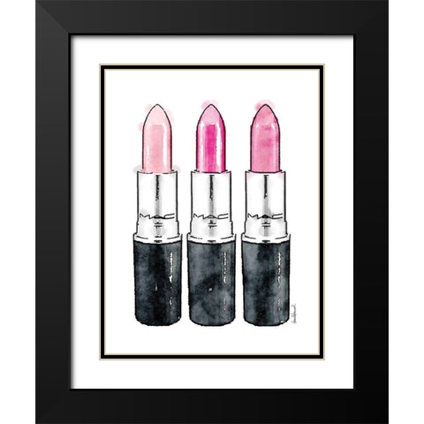 3 Pink Sticks Black Modern Wood Framed Art Print with Double Matting by Greenwood, Amanda