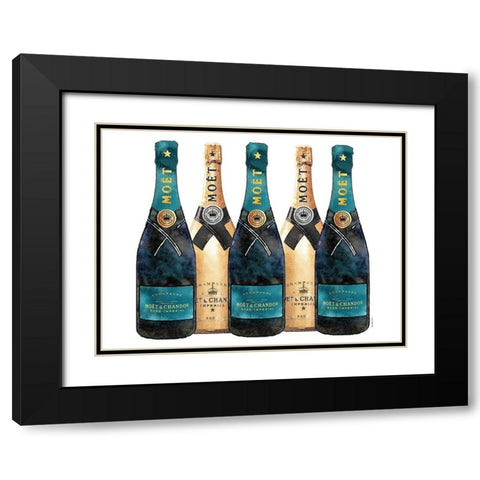 Champange 5 Teal and Gold Black Modern Wood Framed Art Print with Double Matting by Greenwood, Amanda