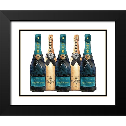 Champange 5 Teal and Gold Black Modern Wood Framed Art Print with Double Matting by Greenwood, Amanda