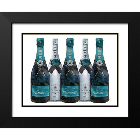 Champange 5 Teal and Silver Black Modern Wood Framed Art Print with Double Matting by Greenwood, Amanda