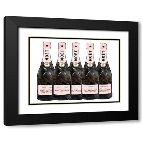 Champange 5 Pink Black Modern Wood Framed Art Print with Double Matting by Greenwood, Amanda