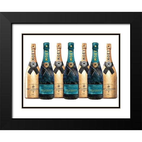 Champange 7 Teal and Gold Black Modern Wood Framed Art Print with Double Matting by Greenwood, Amanda