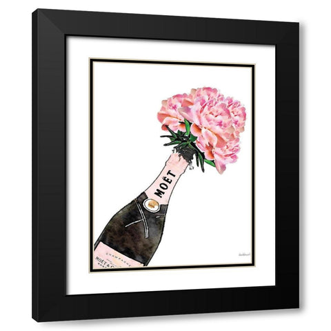 Champange Pink Peony Black Modern Wood Framed Art Print with Double Matting by Greenwood, Amanda