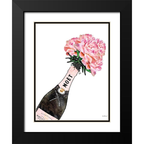 Champange Pink Peony Black Modern Wood Framed Art Print with Double Matting by Greenwood, Amanda