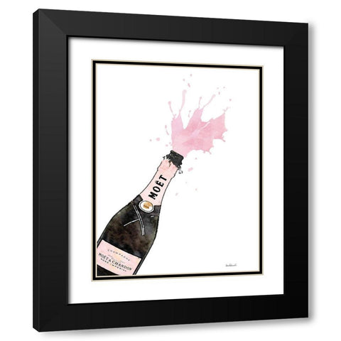 Champange Splash Pink Black Modern Wood Framed Art Print with Double Matting by Greenwood, Amanda