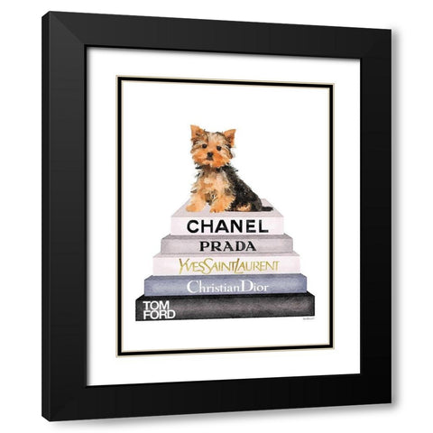 Bookstack Yorkie Black Modern Wood Framed Art Print with Double Matting by Greenwood, Amanda