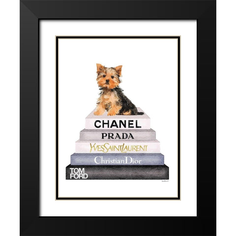 Bookstack Yorkie Black Modern Wood Framed Art Print with Double Matting by Greenwood, Amanda