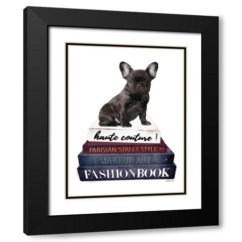 Bookstack Frenchie Black Modern Wood Framed Art Print with Double Matting by Greenwood, Amanda