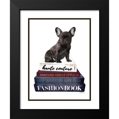 Bookstack Frenchie Black Modern Wood Framed Art Print with Double Matting by Greenwood, Amanda