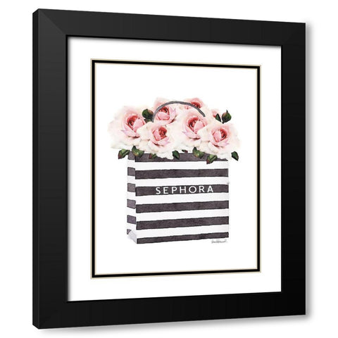 Bag with Pink Rose Black Modern Wood Framed Art Print with Double Matting by Greenwood, Amanda