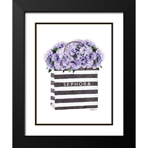 Bag with Purple Hydrangea Black Modern Wood Framed Art Print with Double Matting by Greenwood, Amanda