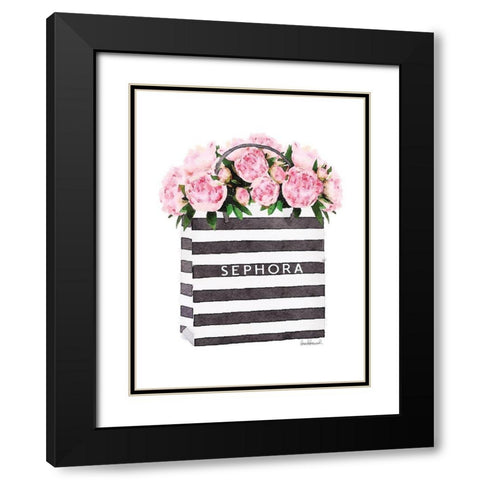 Bag with Soft Pink Peony Black Modern Wood Framed Art Print with Double Matting by Greenwood, Amanda