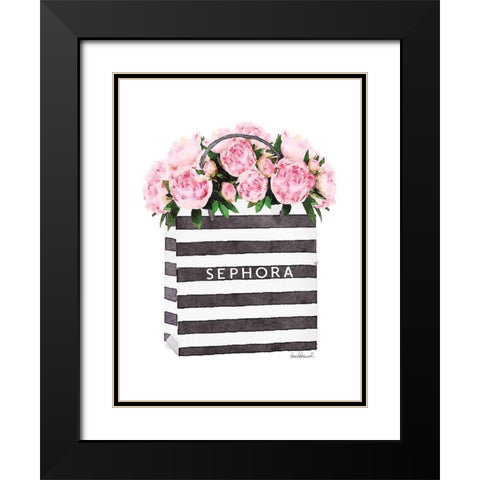 Bag with Soft Pink Peony Black Modern Wood Framed Art Print with Double Matting by Greenwood, Amanda