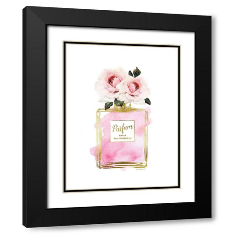 Parfume Pink with Rose Black Modern Wood Framed Art Print with Double Matting by Greenwood, Amanda