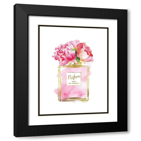 Parfume Pink with Peony Black Modern Wood Framed Art Print with Double Matting by Greenwood, Amanda