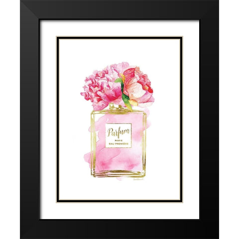 Parfume Pink with Peony Black Modern Wood Framed Art Print with Double Matting by Greenwood, Amanda