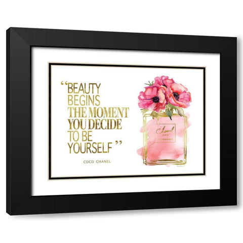Beauty Begins Poppy Black Modern Wood Framed Art Print with Double Matting by Greenwood, Amanda