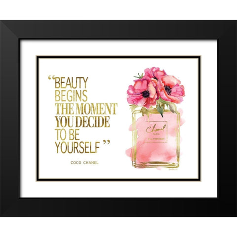 Beauty Begins Poppy Black Modern Wood Framed Art Print with Double Matting by Greenwood, Amanda