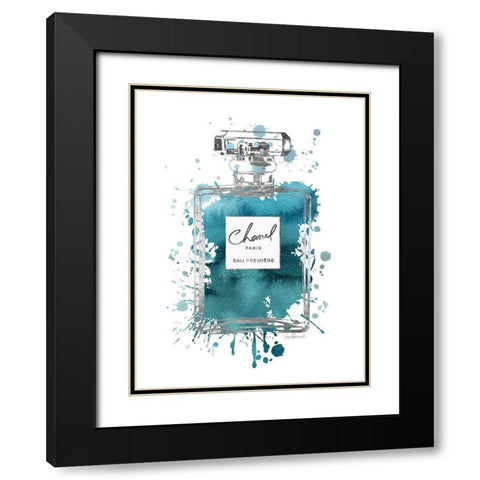 Silver Inky Perfume in Teal Black Modern Wood Framed Art Print with Double Matting by Greenwood, Amanda