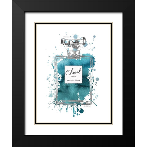 Silver Inky Perfume in Teal Black Modern Wood Framed Art Print with Double Matting by Greenwood, Amanda
