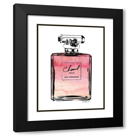 Perfume in Pink Ombre Glitter Black Modern Wood Framed Art Print with Double Matting by Greenwood, Amanda