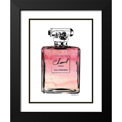 Perfume in Pink Ombre Glitter Black Modern Wood Framed Art Print with Double Matting by Greenwood, Amanda