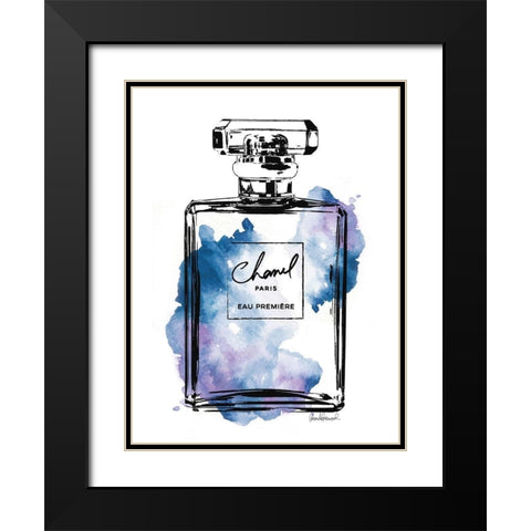 Perfume Bottle Black and Blue Black Modern Wood Framed Art Print with Double Matting by Greenwood, Amanda