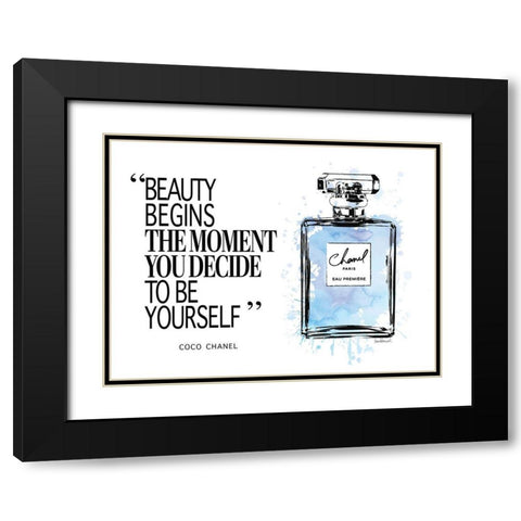 Beauty Begins Inky Blue Black Modern Wood Framed Art Print with Double Matting by Greenwood, Amanda