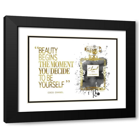 Beauty Begins Inky Grey Black Modern Wood Framed Art Print with Double Matting by Greenwood, Amanda