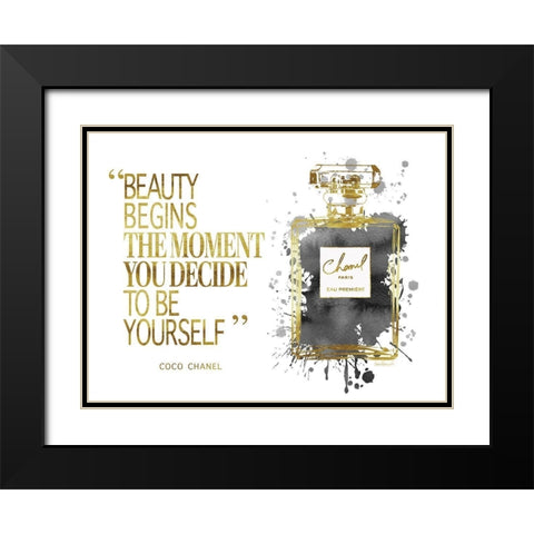 Beauty Begins Inky Grey Black Modern Wood Framed Art Print with Double Matting by Greenwood, Amanda
