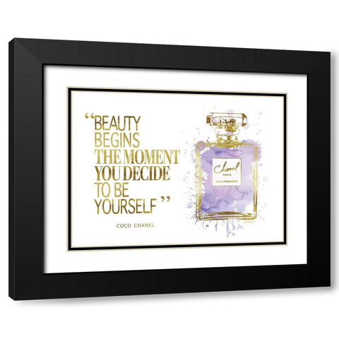 Beauty Begins Inky Purple Black Modern Wood Framed Art Print with Double Matting by Greenwood, Amanda