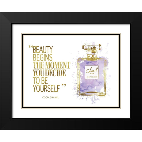 Beauty Begins Inky Purple Black Modern Wood Framed Art Print with Double Matting by Greenwood, Amanda