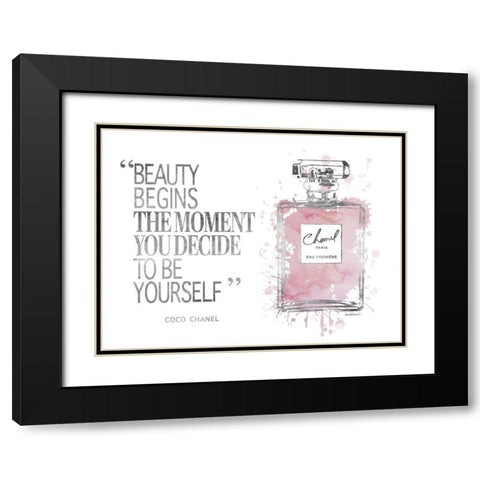 Beauty Begins Inky Muted Pink Black Modern Wood Framed Art Print with Double Matting by Greenwood, Amanda