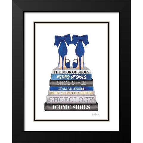 Navy Bookstack Show Black Modern Wood Framed Art Print with Double Matting by Greenwood, Amanda