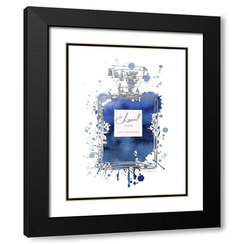 Silver Inky Perfume in Navy Black Modern Wood Framed Art Print with Double Matting by Greenwood, Amanda