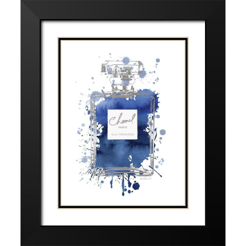 Silver Inky Perfume in Navy Black Modern Wood Framed Art Print with Double Matting by Greenwood, Amanda