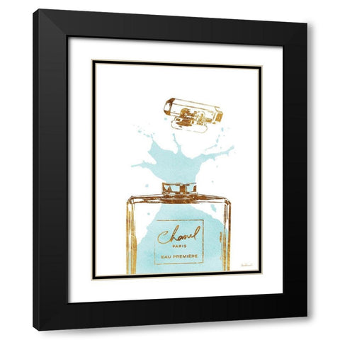 Teal Splash II Black Modern Wood Framed Art Print with Double Matting by Greenwood, Amanda