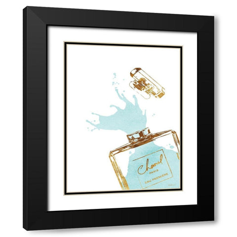 Teal Splash III Black Modern Wood Framed Art Print with Double Matting by Greenwood, Amanda