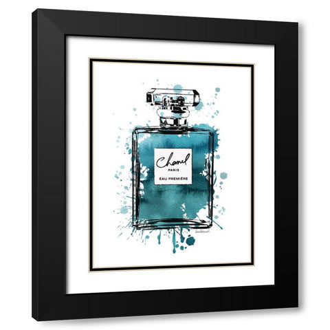 Black Inky Perfume in Teal Black Modern Wood Framed Art Print with Double Matting by Greenwood, Amanda