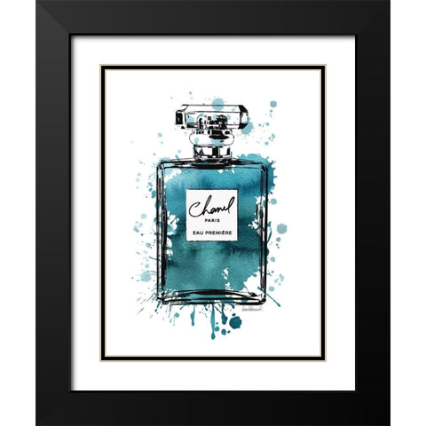 Black Inky Perfume in Teal Black Modern Wood Framed Art Print with Double Matting by Greenwood, Amanda