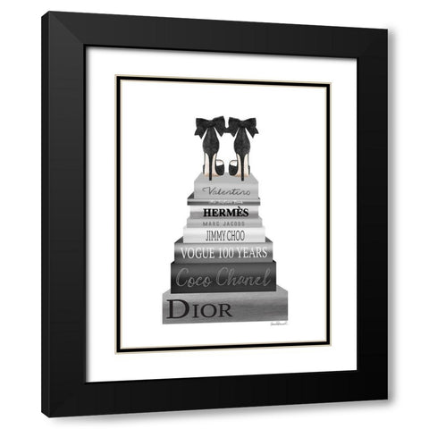 Grey Book Stack Shoe Black Modern Wood Framed Art Print with Double Matting by Greenwood, Amanda