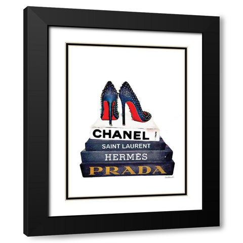 Red Sole Book Stack Black Modern Wood Framed Art Print with Double Matting by Greenwood, Amanda