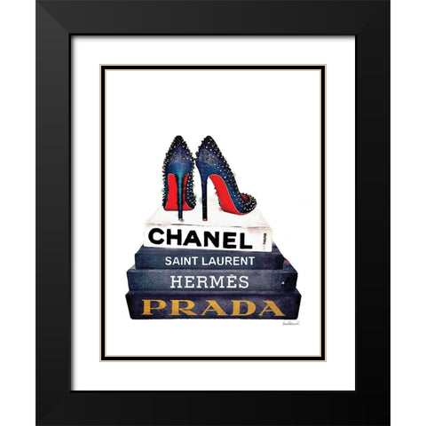 Red Sole Book Stack Black Modern Wood Framed Art Print with Double Matting by Greenwood, Amanda